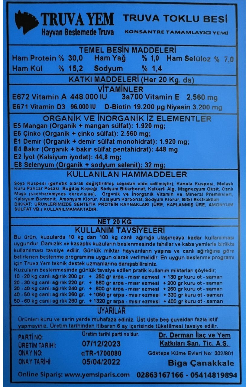 Truva%20Yem%2030%20HP%20Konsantre%20Toklu%20Besi%20Yemi%2020%20KG